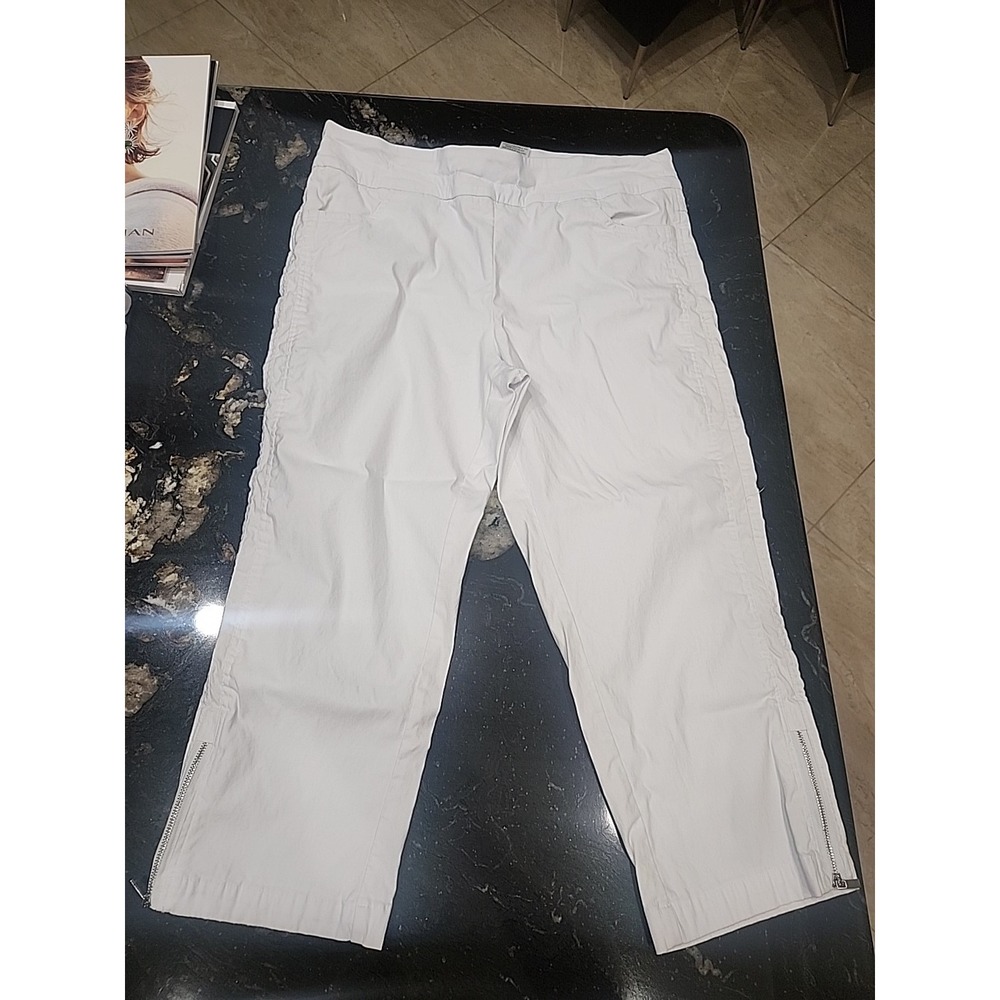 Coconut Row Palm Beach Pants - White Stretch Pull on Women's w/ zippers- Size 16